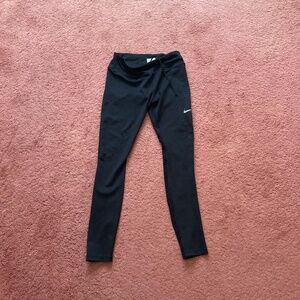 Nike Black Dry Fit Leggings with Zip Pocket at Waist and Mesh Back Legs Size M